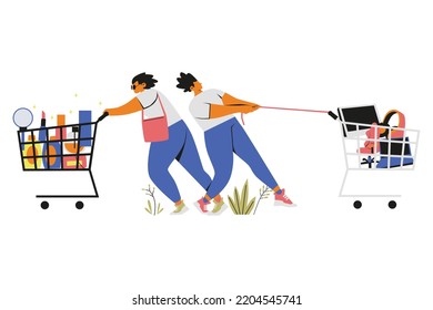 A Magnetic Person Who Bring a Fully Shopping Cart