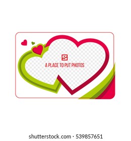 Magnetic photo frame for refrigerator, business Souvenirs for advertising. A gift for the holiday Valentine's day, vector background