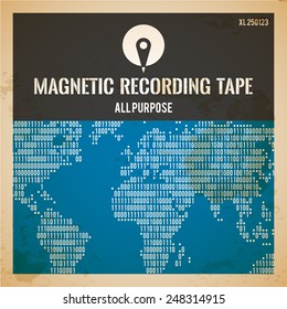 Magnetic recording tape cover or label retro design