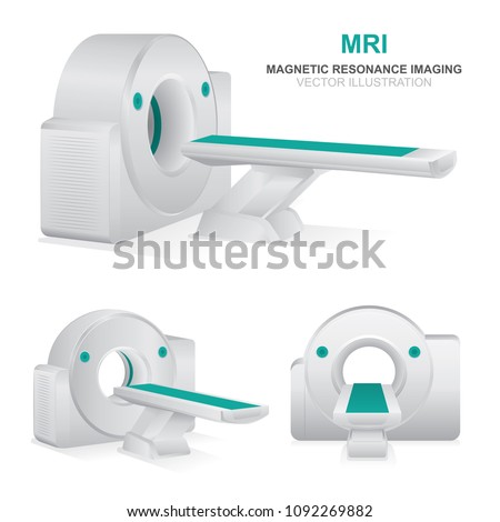 Magnetic resonance imaging devices set. 
MRI scanner vector illustrations isolated on white background.
MRI diagnostics realistic icons set.