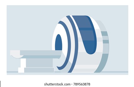 Magnetic Resonance Imaging Machine Isolated on White Background. Medical and Science Equipment. Medical MRI Scanner