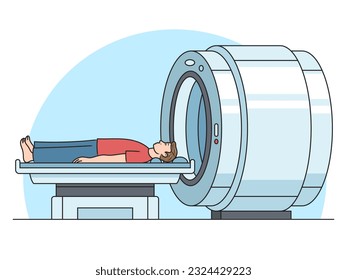 Magnetic resonance imaging and man diagram schematic vector illustration. Medical science educational illustration