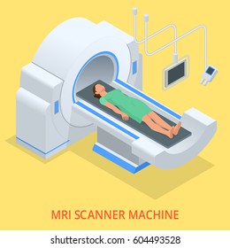 Magnetic resonance imaging MRI of the body. Flat isometric illustration. Medicine diagnostic concept