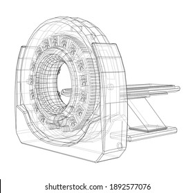 Magnetic resonance imaging or MRI. Wire-frame style. Vector 3d rendering