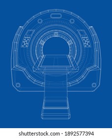 Magnetic resonance imaging or MRI. Wire-frame style. Vector 3d rendering