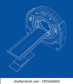 Magnetic resonance imaging or MRI. Wire-frame style. Vector 3d rendering