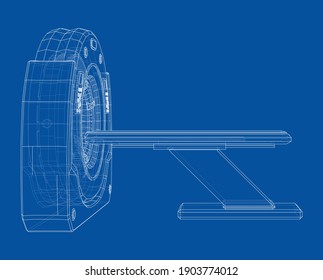 Magnetic resonance imaging or MRI. Wire-frame style. Vector 3d rendering