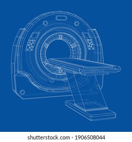 Imagen de resonancia magnética o resonancia magnética. Estilo de marco de cables. Representación del vector 3d