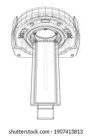 Magnetic resonance imaging or MRI. Wire-frame style. Vector 3d rendering