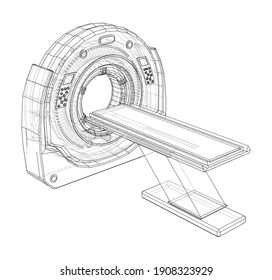 Imagen de resonancia magnética o resonancia magnética. Estilo de marco de cables. Representación del vector 3d