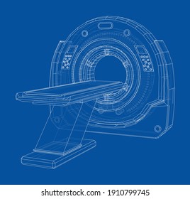 Magnetic resonance imaging or MRI. Wire-frame style. Vector 3d rendering svg