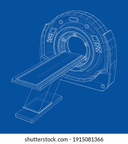 Magnetic resonance imaging or MRI. Wire-frame style. Vector 3d rendering
