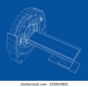Magnetic resonance imaging or MRI. Wire-frame style. Vector 3d rendering