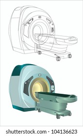Magnetic resonance imaging with outline version isolated on white svg