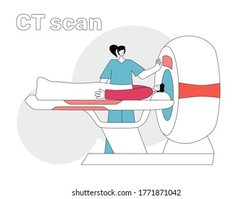 Magnetic Resonance Imaging Scan Device, Vector Flat Illustration. Hospital Medical Equipment And Diagnostic Concept.