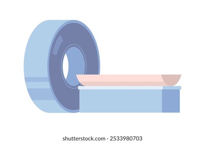 Tecnología de imágenes por resonancia magnética. Tomografía y radiología de Vector, máquina de rayos X para el examen de enfermedades oncológicas, diagnóstico cerebral. Escaneo del cerebro o dispositivo corporal completo