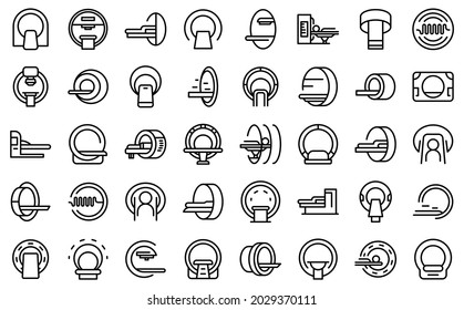 Magnetic resonance tomography icons set outline vector. Medical ct scan. Radiology scanner