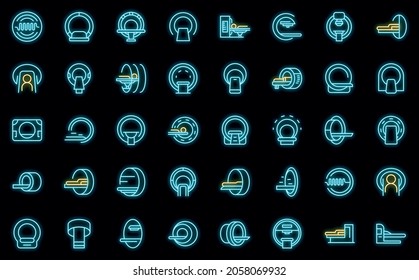 Magnetic resonance tomography icons set outline vector. Medical ct scan. Radiology scanner