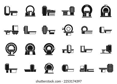 Magnetic resonance tomography icons set simple vector. Ct scan. Medical radiology