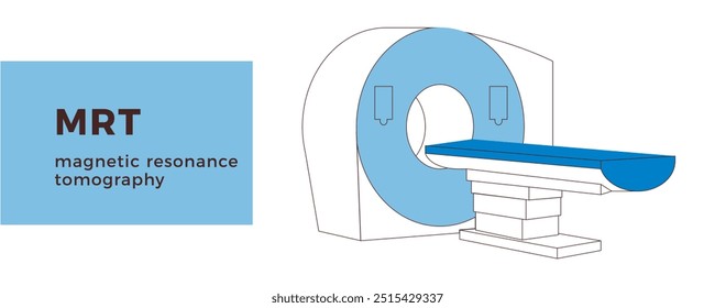 Magnetic Resonance Tomography. MRI procedure. Scanner. Medical Equipment. Black and White Modern Flat Vector Concept Illustration. Website Banner. Social Media Template. Landing Page Design Template.