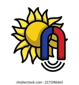 Icono de tormenta magnética. Contorno de negrita editable con diseño de relleno de color. Ilustración vectorial.
