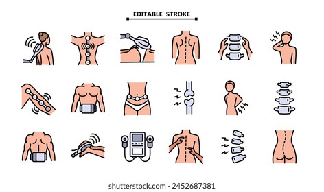 Magnetic therapy device color icon vector. Chiropractic color icon set. Editable stroke. Simple set of vector icons.