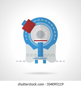 Magnetic tomography machine. Medical diagnostic equipment. Flat color style vector icon. Web design element for site or mobile application.