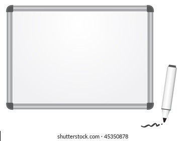 The magnetic white marker board isolated on the white background