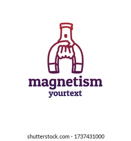 magnetism hand drawn logo design. gradient color