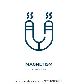 Icono de magnetismo. Ilustración vectorial lineal de la recogida de laboratorio. Esbozar vector de icono de magnetismo. Símbolo de línea delgada para uso en aplicaciones web y móviles, logotipo, medios impresos.