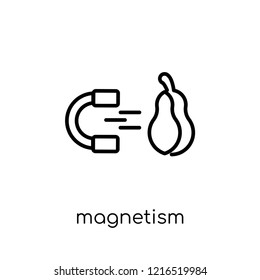 magnetism icon. Trendy modern flat linear vector magnetism icon on white background from thin line collection, outline vector illustration