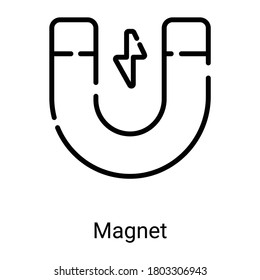 magnetism line icon isolated on white background 