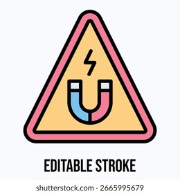 Icono de Vector de signo de magnetismo, Vector aislado Icono de estilo de color lineal, trazo editable.