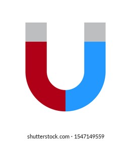 magnets in red and blue. simple flat design. U-symbol or logo with isolated white background.