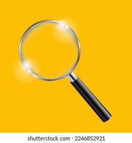 Magnifer Glass With Yellow Background With Gradient Mesh  Vector Illustration
