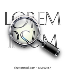 magnifer under text; vector