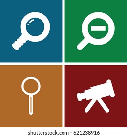 Magnification icons set. set of 4 magnification filled icons such as magnifier, zoom out, search