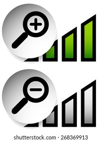 Magnification indicators. Magnifiers with level indicators.