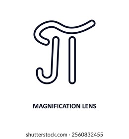 magnification lens outline icon.  Thin line icon from education collection. Editable vector isolated on white background