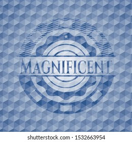 Magnificent blue emblem with geometric pattern. Vector Illustration. Detailed.