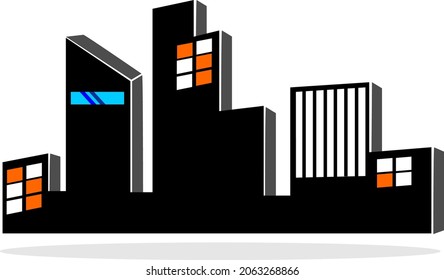 magnificent building, in the middle of the night with vector shape