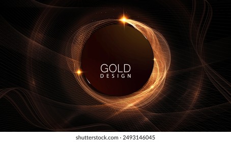 A magnificent composition with a round frame, wavy ribbons and a small mesh pattern.