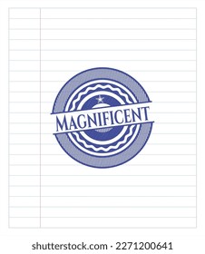 Magnificent drawn with pen strokes. Blue ink. Vector Illustration. Detailed. 