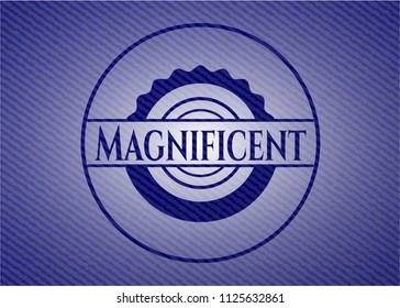 Magnificent emblem with jean background