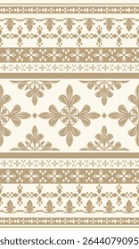 Magnificent Flourish Exquisite Royal Gold Baroque Pattern Border Seamless Design for Luxury Haute Couture Decoration. Grand Expensive Botanical Mythology Inspired for Embroidery Fabrics Interior Holy