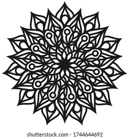 Magnificent flower vector mandala. Elegant and detailed petals. Adult antistress coloring page.