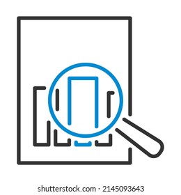 Magnificent Glass On Paper With Chart Icon. Editable Bold Outline With Color Fill Design. Vector Illustration.