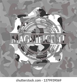 Magnificent grey camouflage emblem