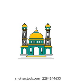 magnificent mosque vector in bright color