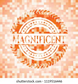 Magnificent orange mosaic emblem with background